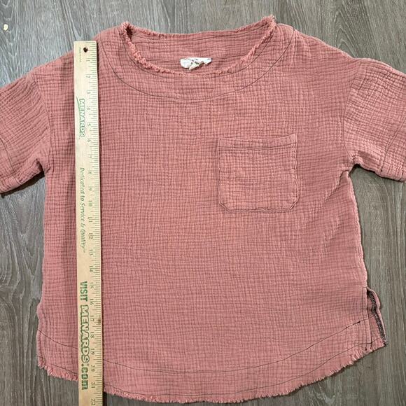 Entro Pink Double Gauze Boho Cropped Top Raw Hem Medium Boutique - Picture 9 of 10